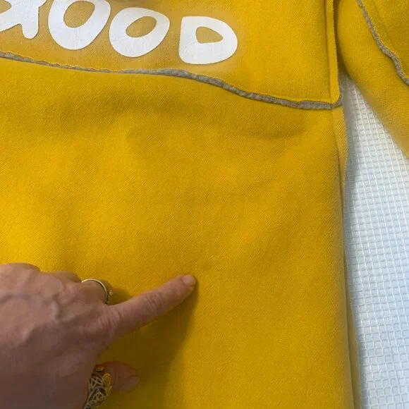 (D-117)Girls Mustard Yellow Hooded Coat Size 7 Zip Front Pockets Cute Patch Jack - Picture 6 of 7